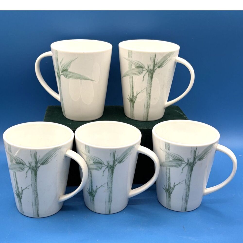 Studio Nova Green Bamboo Set 5 Coffee Mugs Cups Vintage Y0815 Discontinued